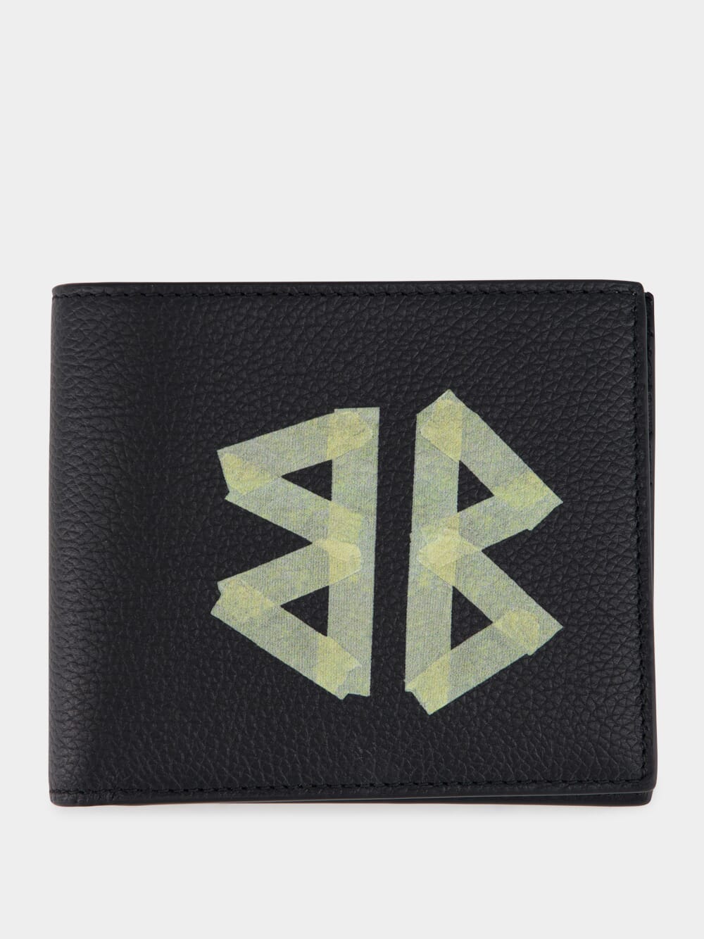 Black Grained Leather Square Wallet