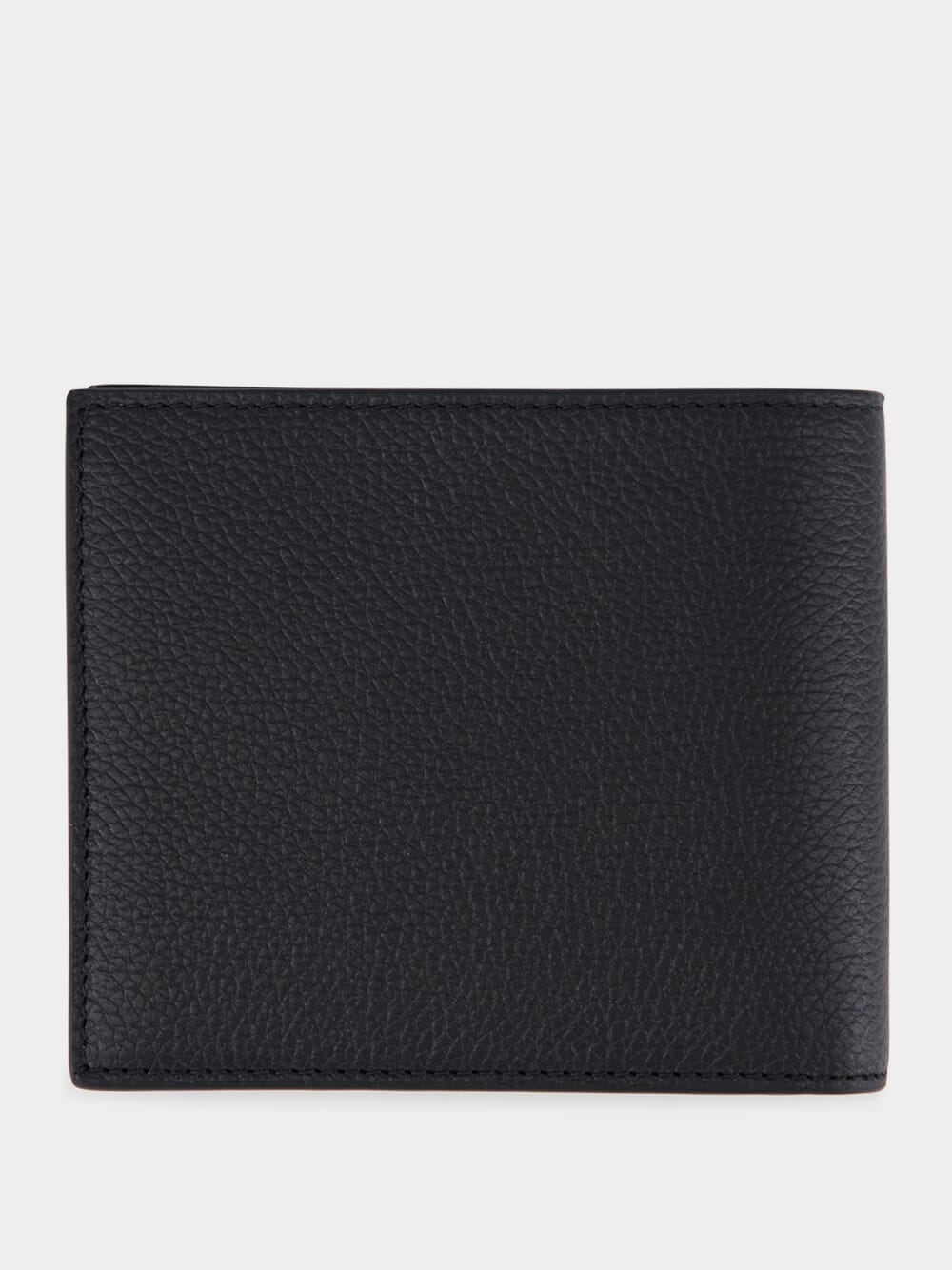 Black Grained Leather Square Wallet