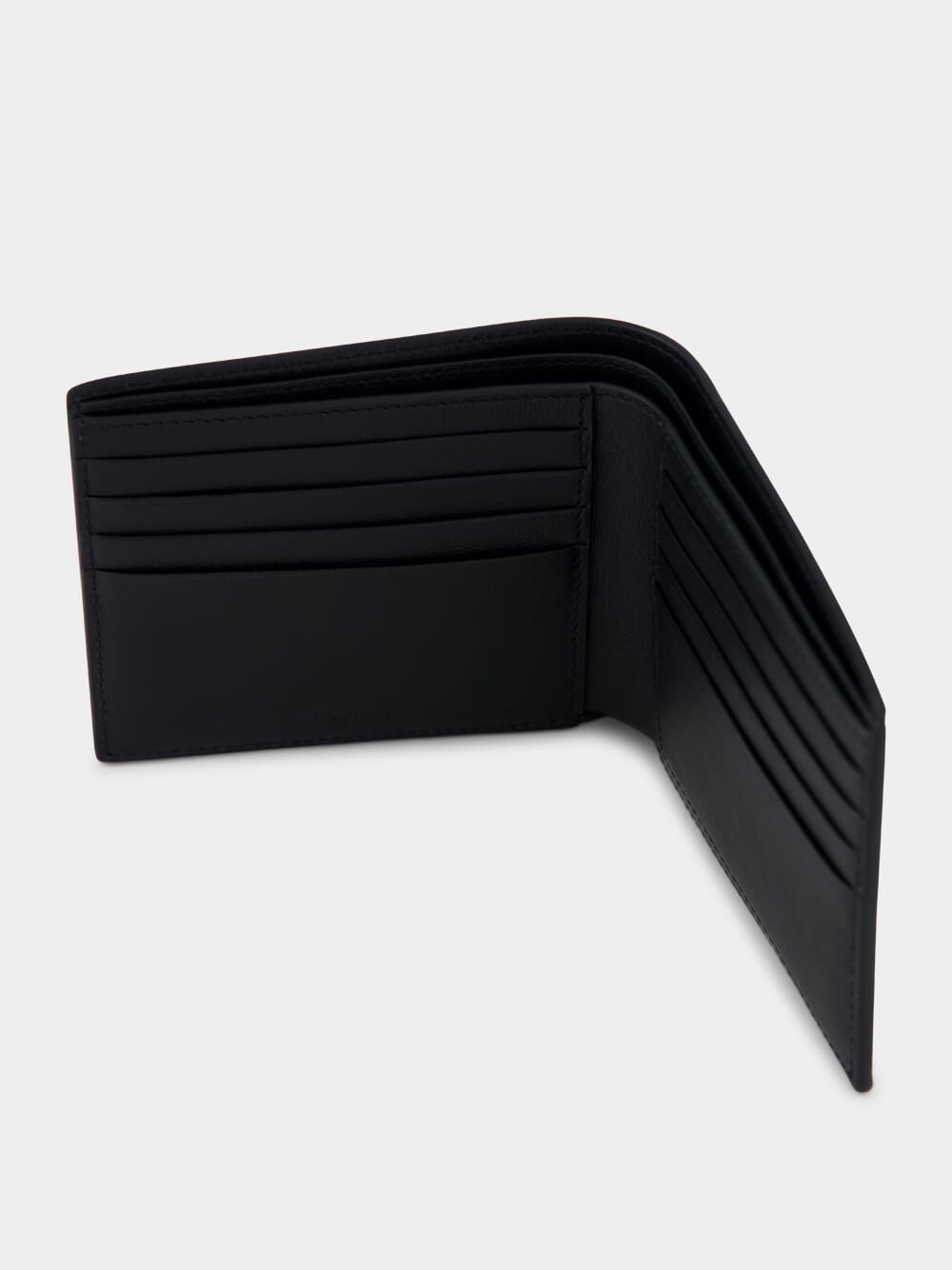 Black Grained Leather Square Wallet