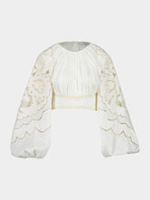 Zimmermann Daylight Embroidered Linen Bodice in Cream