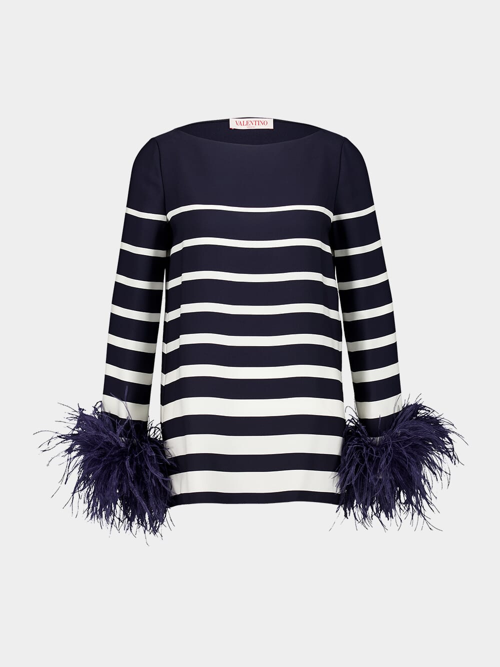 Striped Blouse with Feathers