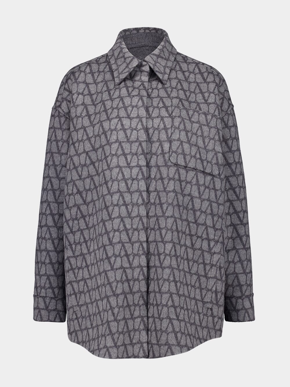 Grey Long-Sleeve Toile Iconographe Wool Shirt