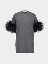 Valentino Garavani Dark Grey Wool Jumper with Feathers