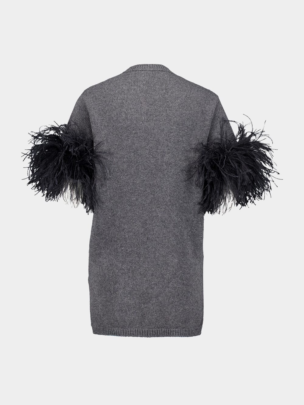 Dark Grey Wool Jumper with Feathers