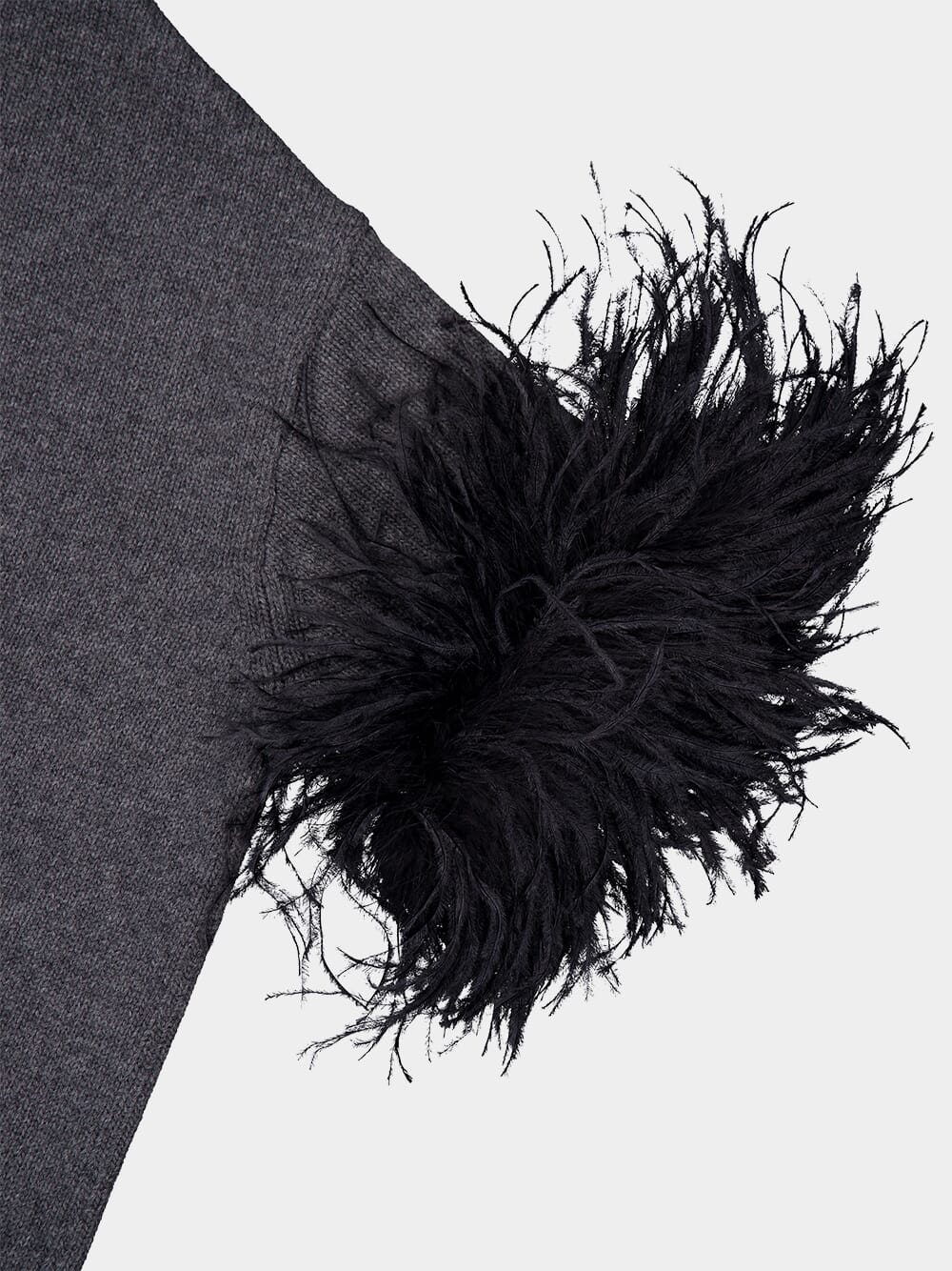 Dark Grey Wool Jumper with Feathers