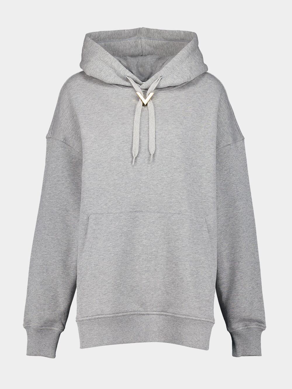 Light Grey V Gold-Detail Hoodie