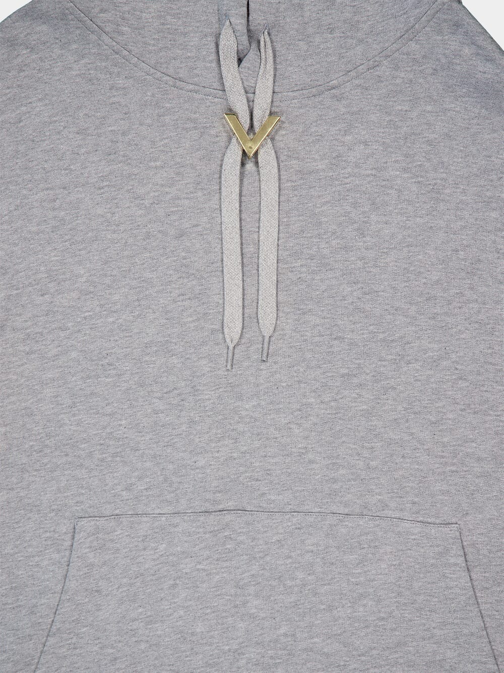 Light Grey V Gold-Detail Hoodie