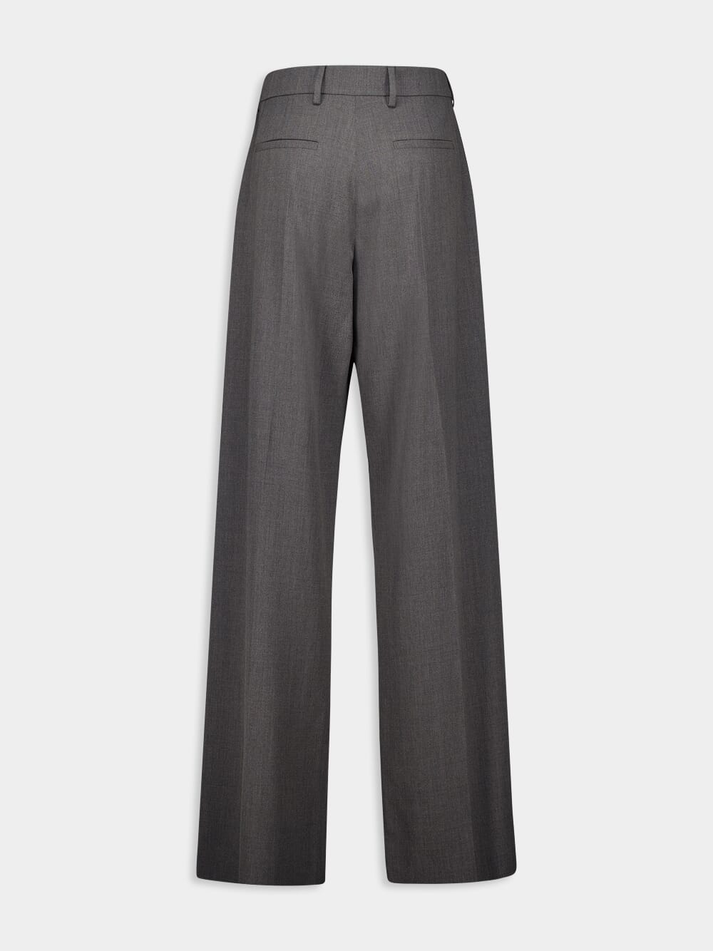 High-Waist Straight Leg Grey Wool Trousers