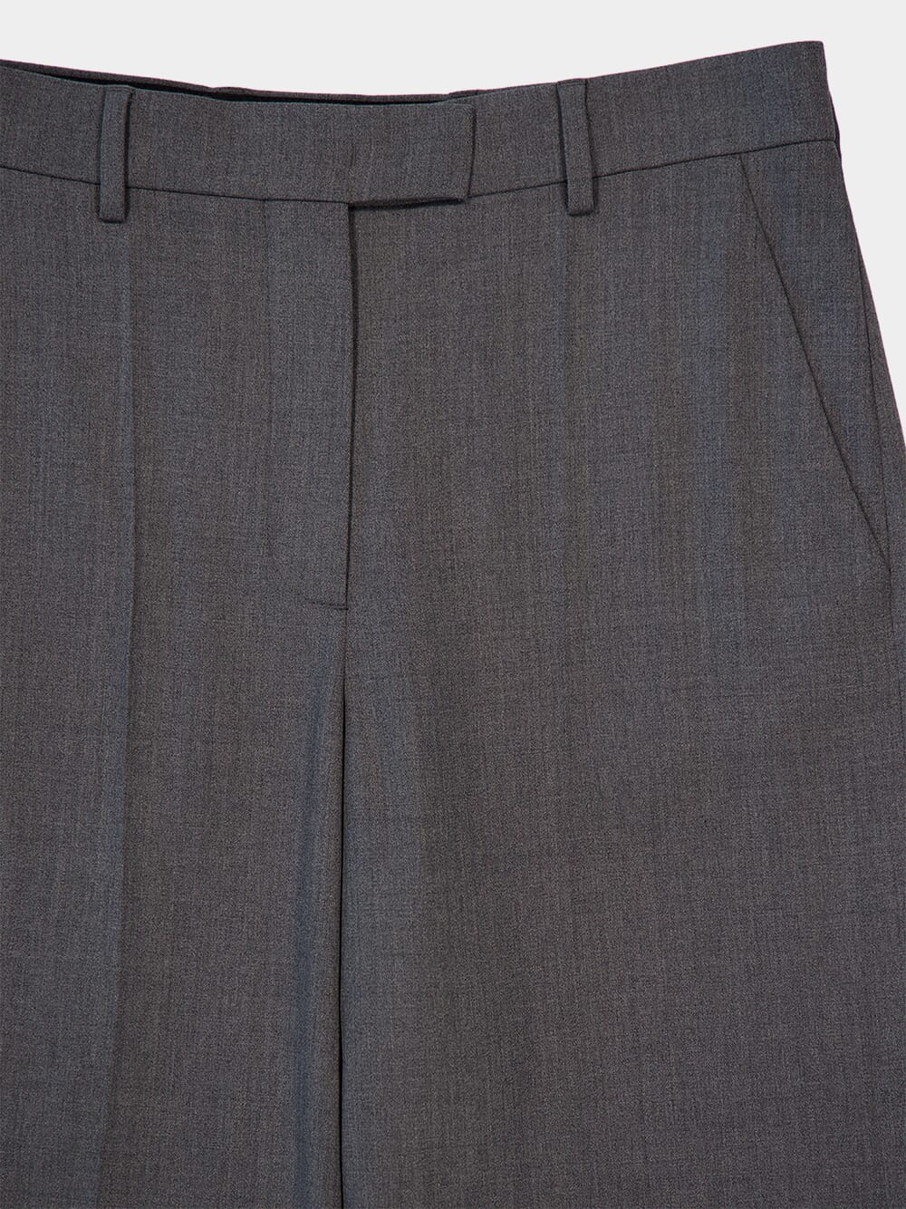 High-Waist Straight Leg Grey Wool Trousers