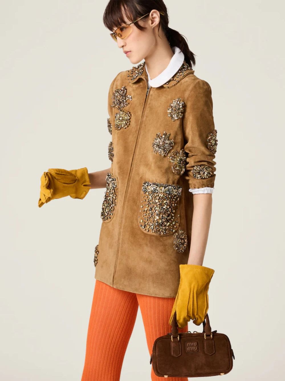 Miu Miu Cocoa Brown Suede Arcadie Top-Handle Bag | Fashion Clinic