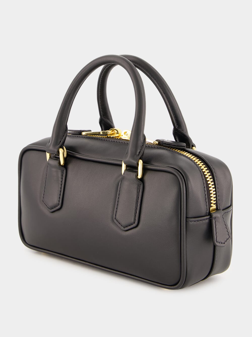 Black Arcadie Leather Top-Handle Bag