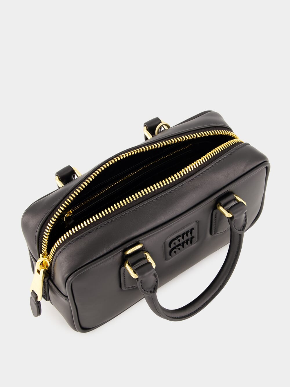 Black Arcadie Leather Top-Handle Bag