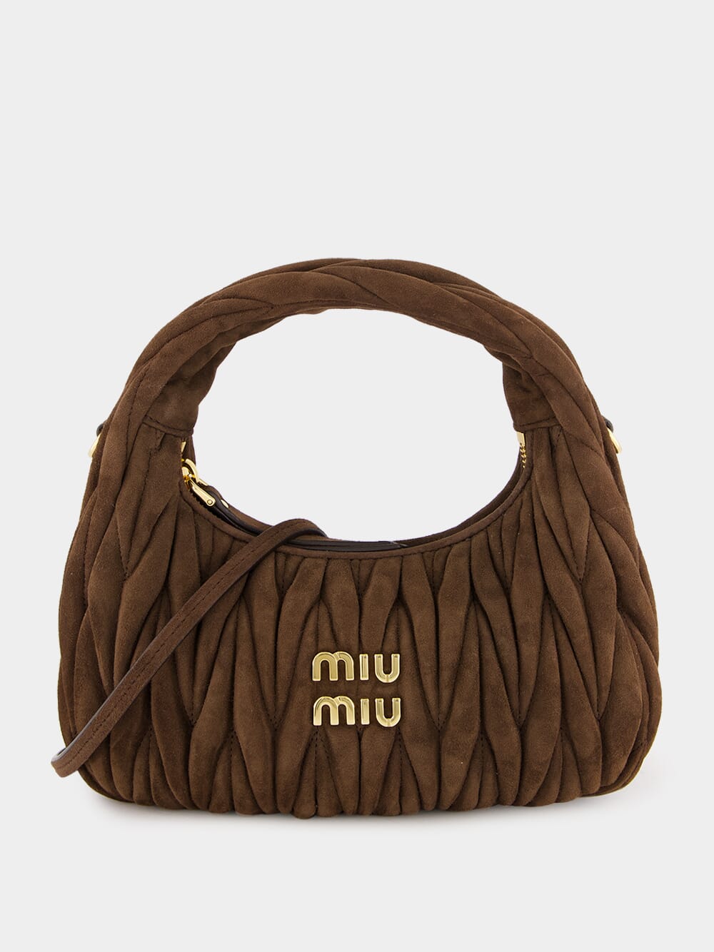 Dark Brown Wander Matelassé Suede Hobo Bag