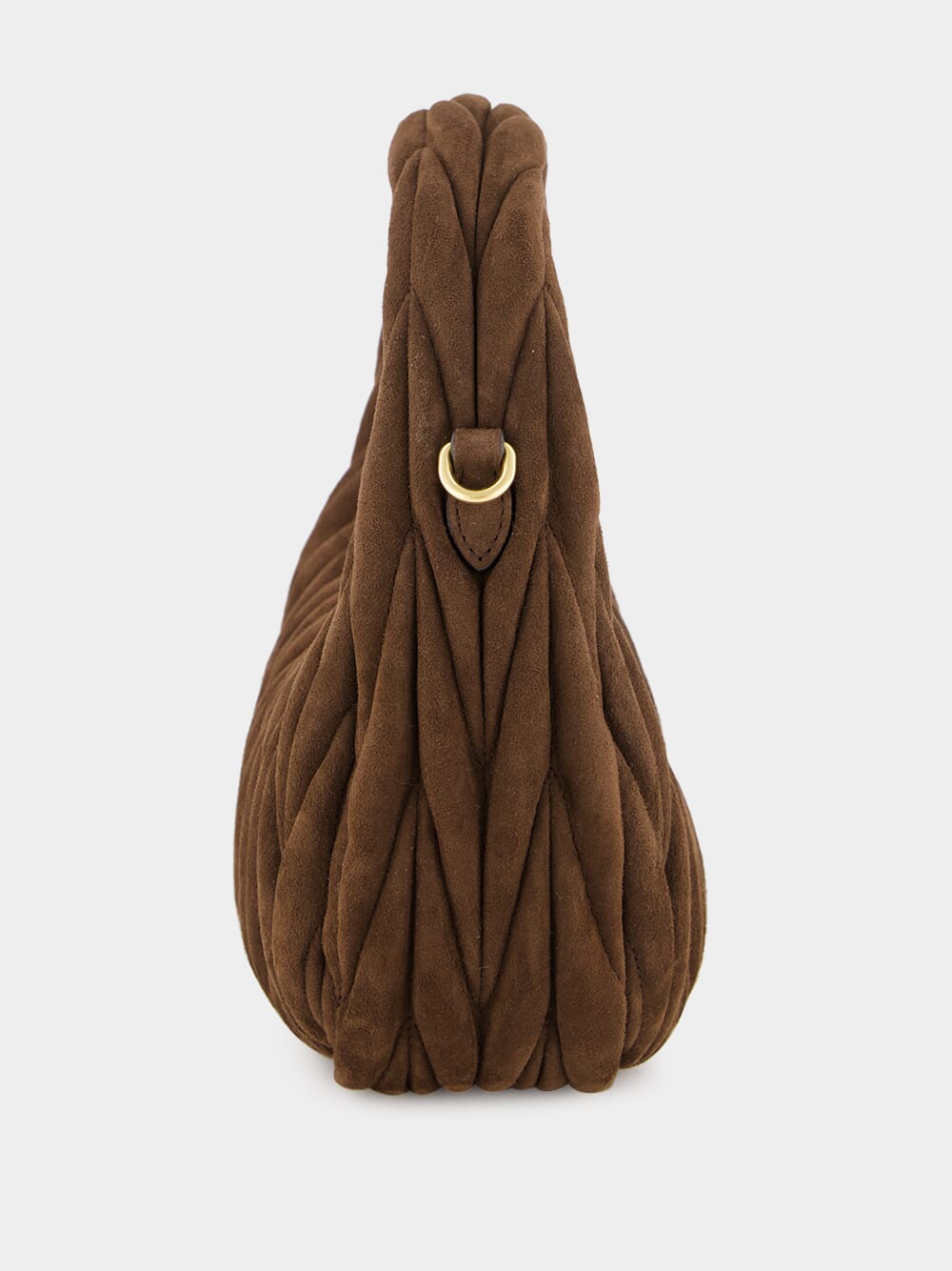 Dark Brown Wander Matelassé Suede Hobo Bag