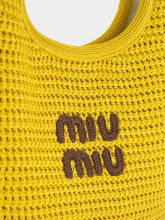Miu Miu Ivy Raffia-Effect Woven Tote Bag in Ocre