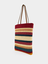 Miu Miu Bordeaux and Natural Raffia-Effect Woven Tote Bag
