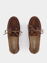 Miu Miu Sienna Brown Unlined Bleached Leather Boat Shoes
