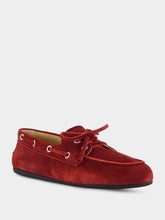 Miu Miu Red Calf Leather Moccasins with Laces