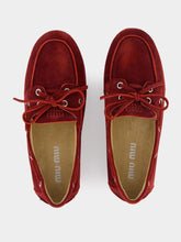 Miu Miu Red Calf Leather Moccasins with Laces