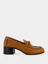 Miu Miu Cognac Leather Heeled Loafers