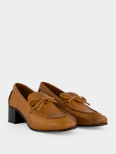 Miu Miu Cognac Leather Heeled Loafers