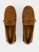 Miu Miu Cognac Leather Heeled Loafers