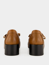 Miu Miu Cognac Leather Heeled Loafers