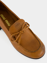 Miu Miu Cognac Leather Heeled Loafers
