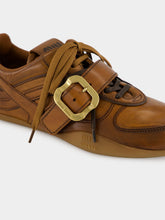 Miu Miu Cognac Leather Sneakers with Buckle