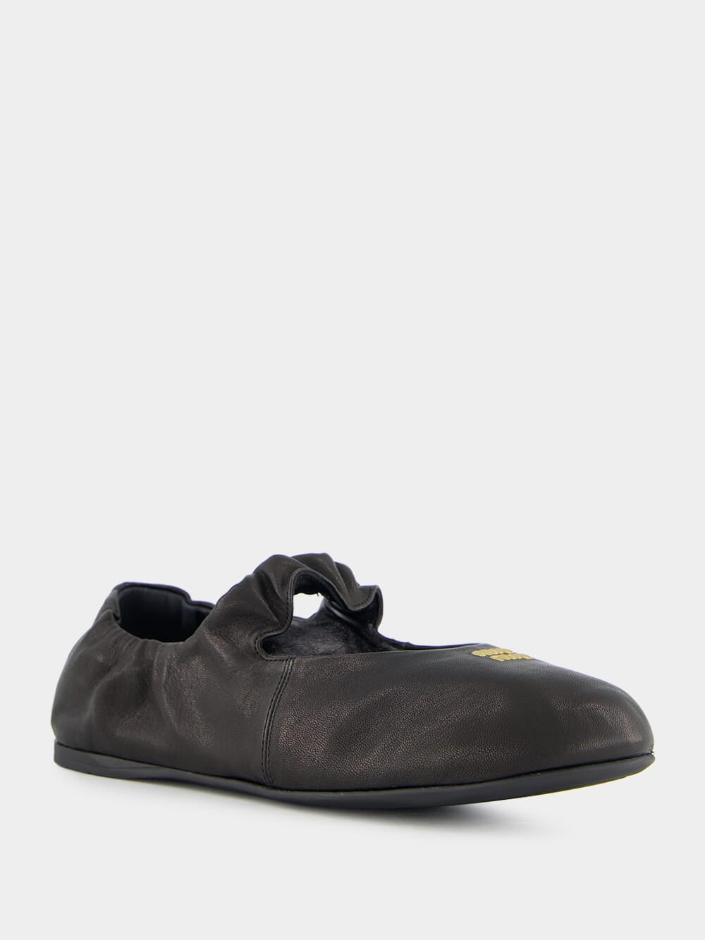 Black Nappa Leather Ballerinas