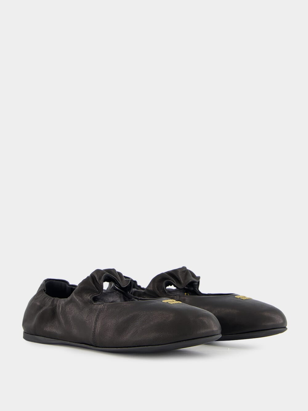 Black Nappa Leather Ballerinas