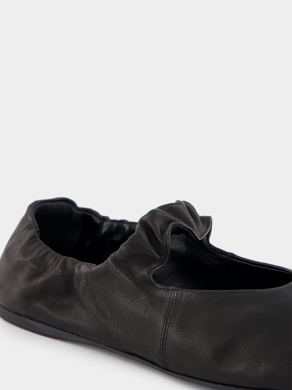 Black Nappa Leather Ballerinas