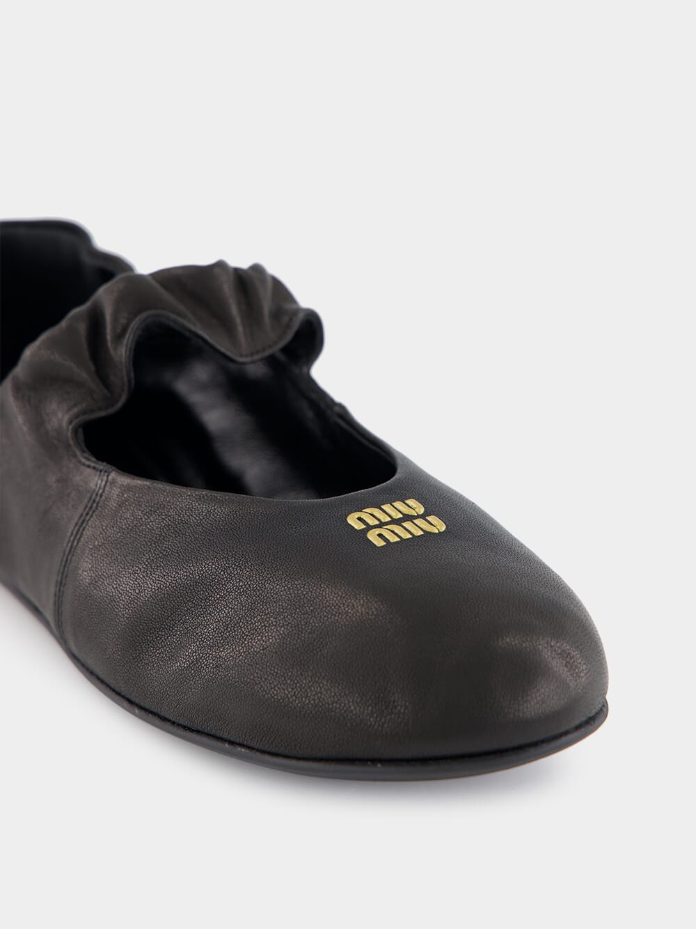 Black Nappa Leather Ballerinas