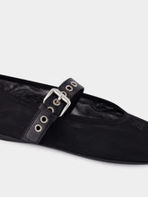 Miu Miu Black Mesh Ballerinas with Leather Strap