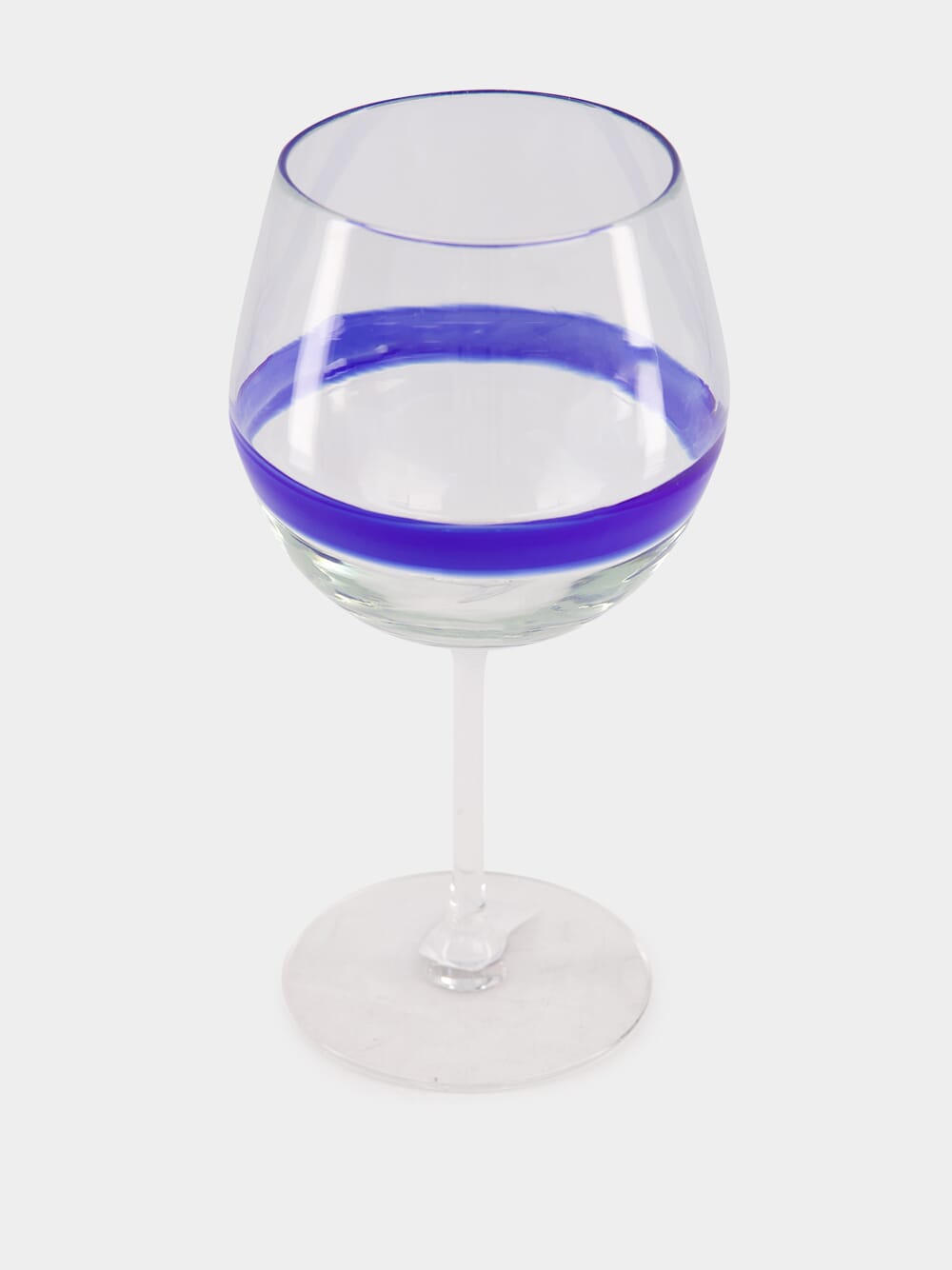 Royal Blue Stripe Design Wine Glass