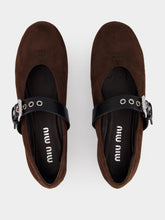 Miu Miu Dark Brown Suede Ballerinas