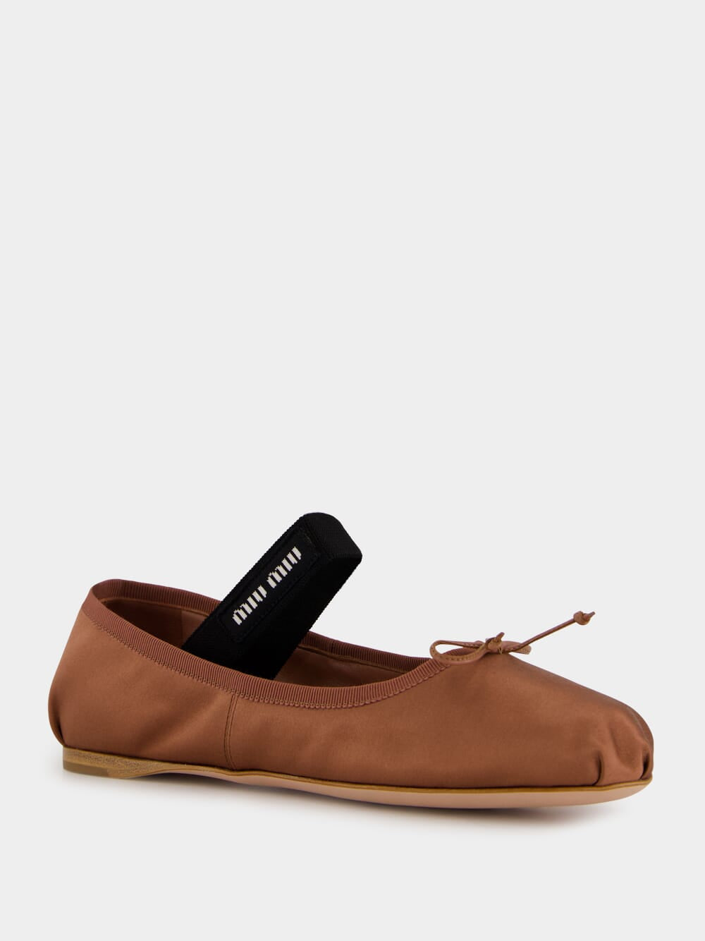 Cocoa Brown Satin Ballerinas with Bow