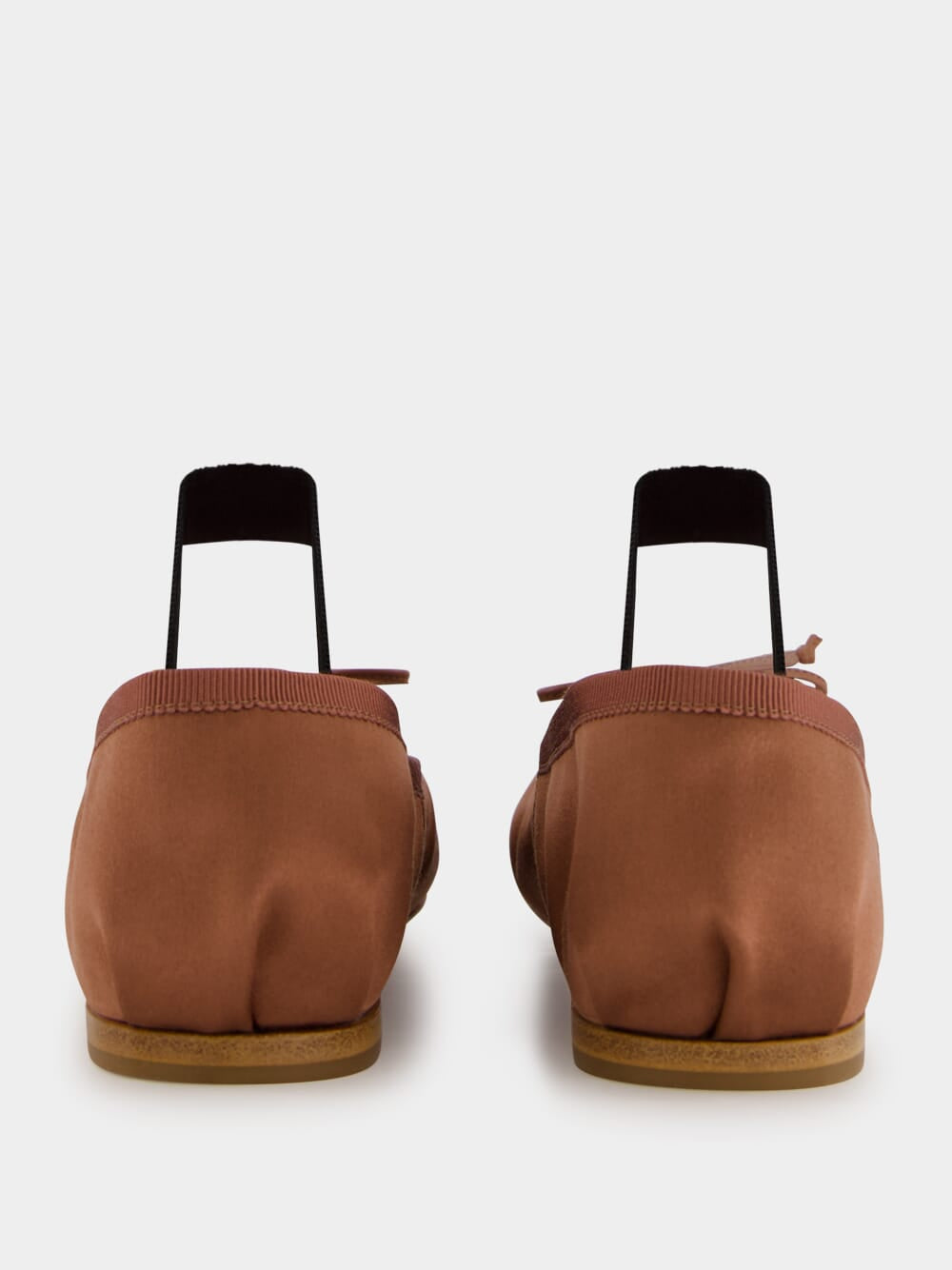 Cocoa Brown Satin Ballerinas with Bow