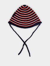 Miu Miu Blue and Red Striped Cotton Knit Tie Hat