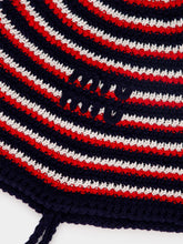 Miu Miu Blue and Red Striped Cotton Knit Tie Hat