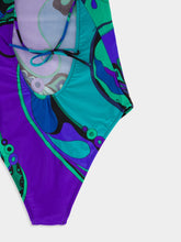 Pucci Emerald Print Scoop Neck Low-Back Swimsuit