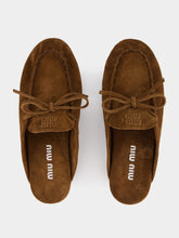 Miu Miu Cocoa Brown Open Heel Leather Loafers
