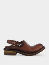 Miu Miu Coffee Brown Foule Leather Mules