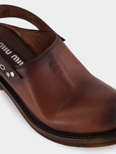 Miu Miu Coffee Brown Foule Leather Mules
