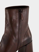Miu Miu Dark Brown e Black Nappa Leather Ankle Boots