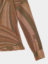 Pucci Iride Print Gold Lamé Jersey Polo Top
