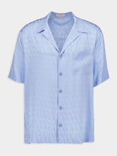 Valentino Garavani Sky Blue Toile Iconographe Pattern Silk Bowling Shirt