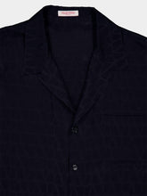 Valentino Garavani Navy Toile Iconographe Pattern Silk Bowling Shirt