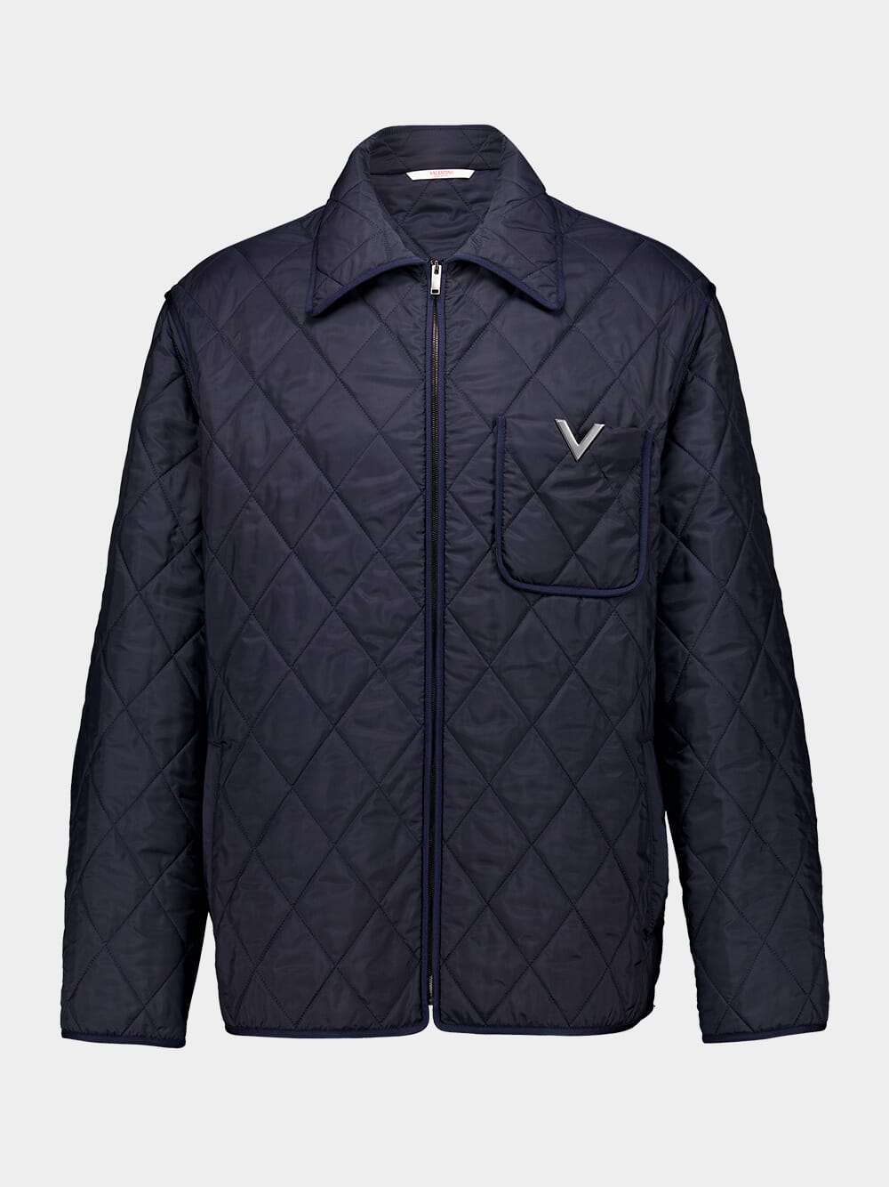 Navy Quilted Nylon Shirt Jacket