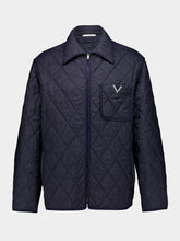 Valentino Garavani Navy Quilted Nylon Shirt Jacket